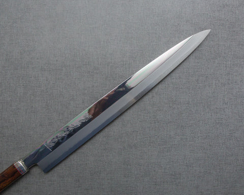 Goh Umanosuke Yoshihiro Ginsan (Silver #3) Mirror 330mm Yanagiba with Ironwood Handle with Saya