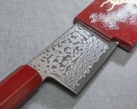Yoshihiro ZA-18 Damascus 240mm Gyuto with Urushi Handle and Maki-e Art (Unryu) Saya