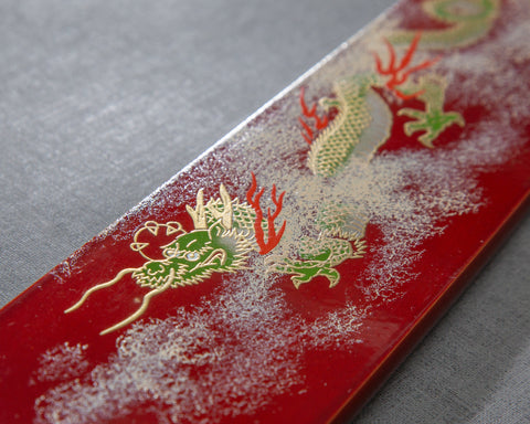 Yoshihiro ZA-18 Damascus 240mm Gyuto with Urushi Handle and Maki-e Art (Unryu) Saya