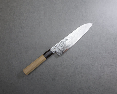 Yoshihiro "ZAD Series" Damascus 180mm Santoku with Magnolia Buffalo Horn Handle