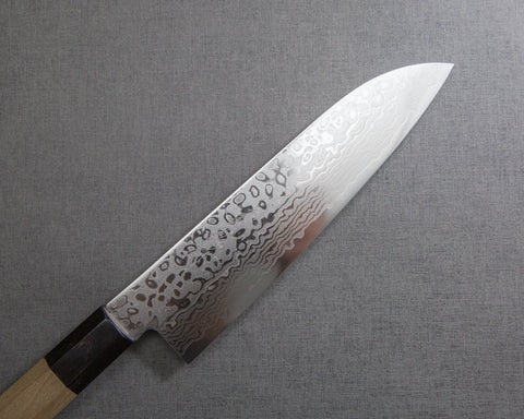 Yoshihiro "ZAD Series" Damascus 180mm Santoku with Magnolia Buffalo Horn Handle