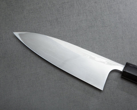 Yoshihiro Yauji Aogami #2 Damascus 180mm Deba with Magnolia Buffalo Horn Handle