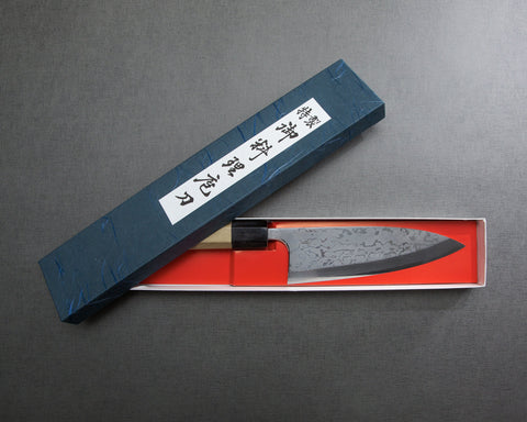 Yoshihiro Yauji Aogami #2 Damascus 180mm Deba with Magnolia Buffalo Horn Handle