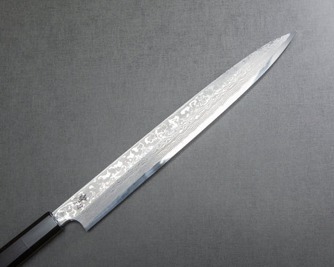Yoshihiro Yauji Aogami #2 Damascus 300mm Yanagiba with Ebony Buffalo Horn Handle