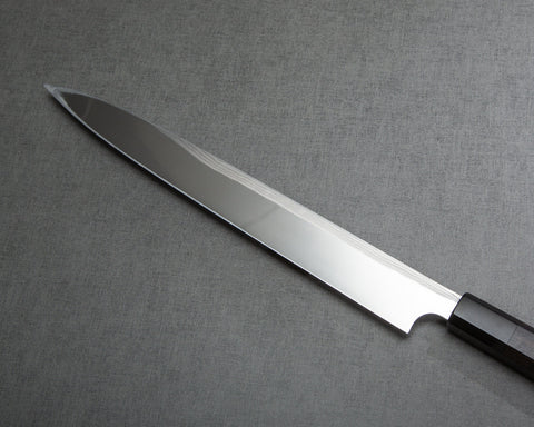 Yoshihiro Yauji Aogami #2 Damascus 300mm Yanagiba with Ebony Buffalo Horn Handle