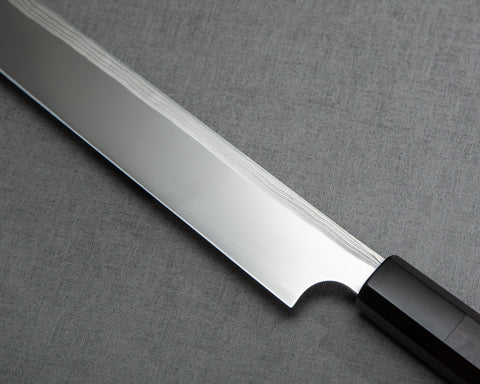 Yoshihiro Yauji Aogami #2 Damascus 300mm Yanagiba with Ebony Buffalo Horn Handle