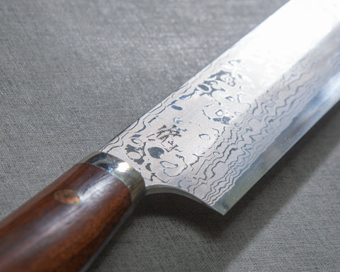 Yoshihiro Yauji Aogami #2 Mirror Damascus 330mm Yanagiba with Ironwood Handle