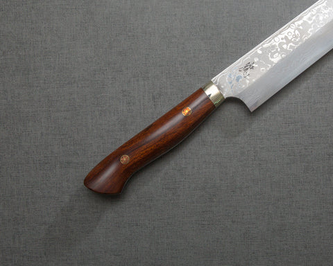 Yoshihiro Yauji Aogami #2 Mirror Damascus 330mm Yanagiba with Ironwood Handle