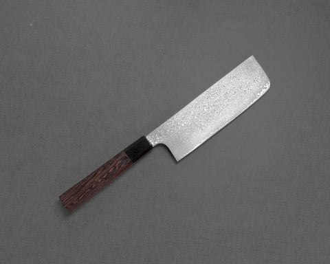 Hatsukokoro / Yoshihiro Yauji "Ginyo" Ginsan (Silver #3) Damascus 170mm Nakiri with Wenge Buffalo Horn Handle