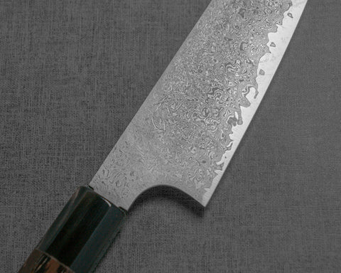 Hatsukokoro / Yoshihiro Yauji "Ginyo" Ginsan (Silver #3) Damascus 150mm Petty with Angled Wenge Buffalo Horn Handle