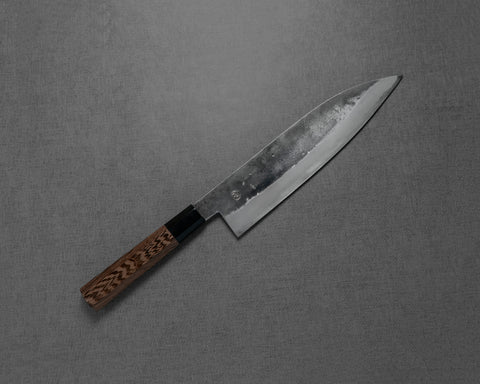 Miyazaki Kajiya Shirogami #2 Kurouchi Gyuto 240mm with Wenge Buffalo Horn Handle