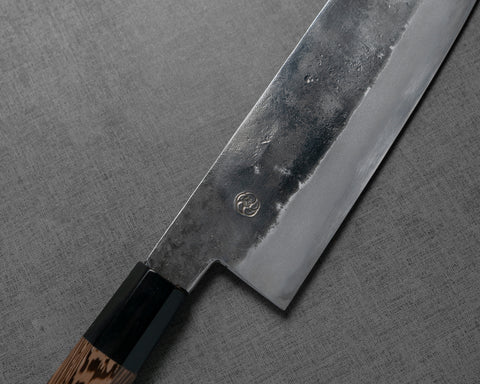 Miyazaki Kajiya Shirogami #2 Kurouchi Gyuto 240mm with Wenge Buffalo Horn Handle