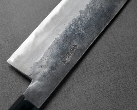 Miyazaki Kajiya Shirogami #2 Kurouchi Gyuto 240mm with Wenge Buffalo Horn Handle