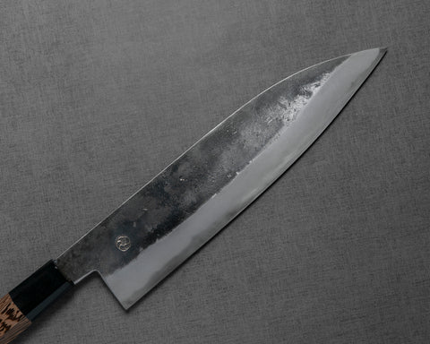 Miyazaki Kajiya Shirogami #2 Kurouchi Gyuto 240mm with Wenge Buffalo Horn Handle