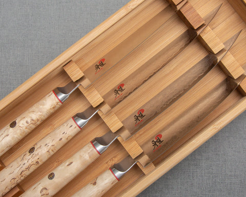 Miyabi SG2 Damascus 4-Piece Steak Knife Set with Birchwood Handle