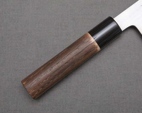 Mutsumi Hinoura Aogami #2 "Sentsuchi Hyakuren" 210mm Gyuto with Charred Chestnut Handle