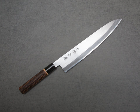 Mutsumi Hinoura Aogami #2 "Sentsuchi Hyakuren" 270mm Gyuto with Charred Chestnut Handle