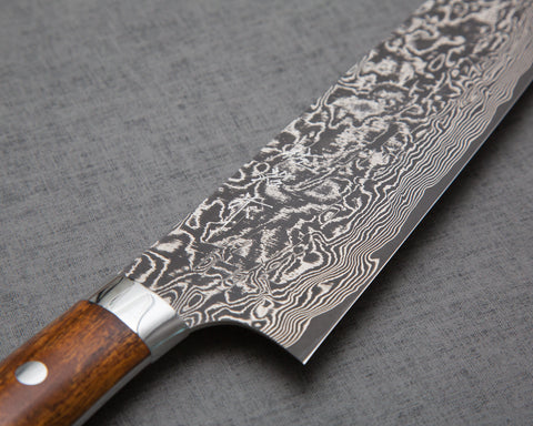 Takeshi Saji R2/SG2 Black Damascus 240mm Kiritsuke Gyuto with Ironwood Handle