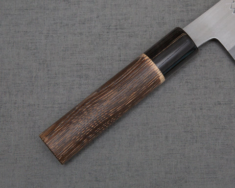 Mutsumi Hinoura Aogami #2 "Sentsuchi Hyakuren" Santoku 180mm with Chestnut Handle