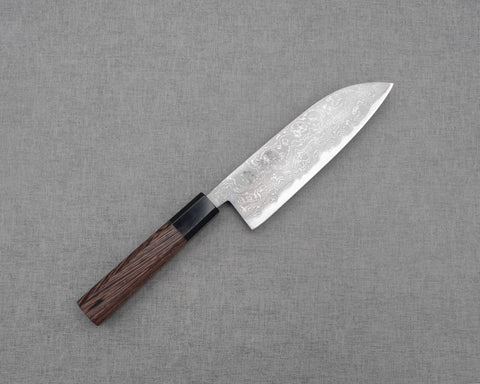 Hatsukokoro Aogami #2 Migaki Damascus 165mm Santoku