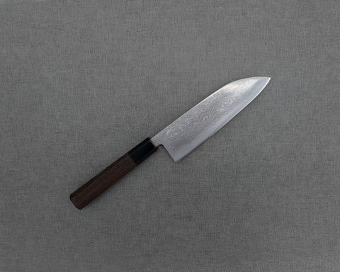 Hatsukokoro Aogami #2 Migaki Damascus 165mm Santoku