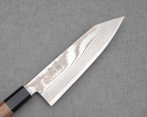 Hatsukokoro "Ginsou" Ginsan (Silver #3) Damascus 180mm Bunka with Teak Buffalo Horn Handle