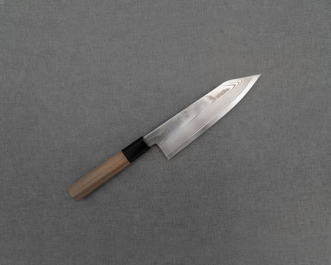 Hatsukokoro "Ginsou" Ginsan (Silver #3) Damascus 180mm Bunka with Teak Buffalo Horn Handle