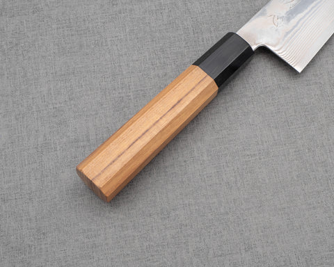 Hatsukokoro "Ginsou" Ginsan (Silver #3) Damascus 180mm Santoku with Teak Buffalo Horn Handle