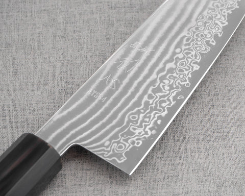 Hatsukokoro ATS-34 Nickel Damascus 180mm Bunka with Teak Buffalo Horn Handle