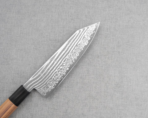 Hatsukokoro ATS-34 Nickel Damascus 180mm Bunka with Teak Buffalo Horn Handle