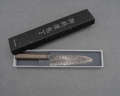 Photo of Hatsukokoro "Saihyo" R2/SG2 Damascus Kurosome 180mm Santoku