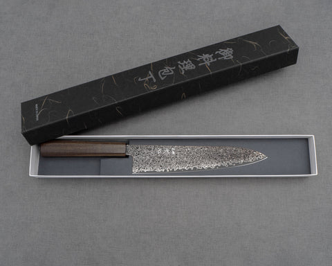 Photo of Hatsukokoro "Saihyo" R2/SG2 Damascus Kurosome Gyuto 210mm