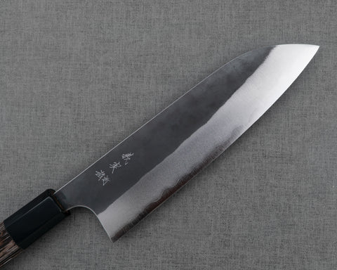 Yoshimi Kato Aogami Super Kurouchi Kasumi 170mm Santoku with Wenge Buffalo Horn Handle