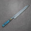 Nigara Aogami #2 Migaki Twisted Mirror Damascus 270mm Kirisuke Yanagiba with Blue Stabilized Wood Handle