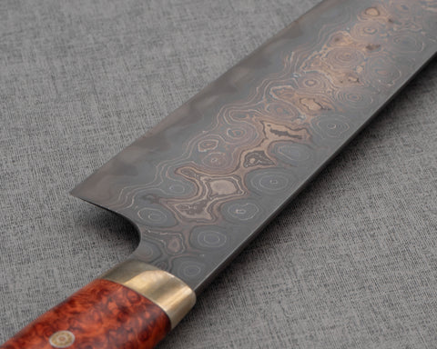 Nigara Aogami #2 / Shirogami #2 Coreless Damascus Kurosome 240mm Gyuto with Western Rosewood Handle