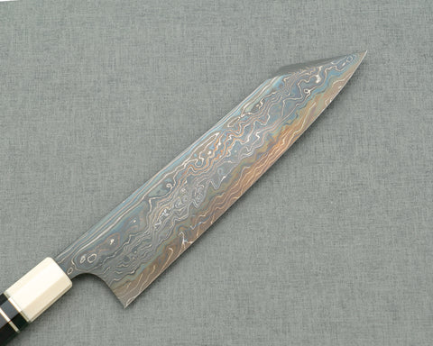 Nigara "Kagetora" Aogami #2 / Shirogami #2 Coreless Colored Damascus 240mm Kiritsuke Gyuto with Ivory / Ebony Wood Handle