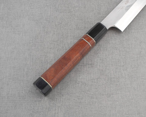 Nigara Mizu-Honyaki Aogami #2 "Mount Fuji" 270mm Yanagiba with Mahogany Triple-Ginmaki Buffalo Horn Handle