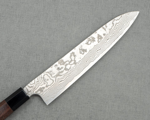 Hatsukokoro / Nigara SKD11 Damascus 240mm Gyuto with Walnut Black Buffalo Horn Handle