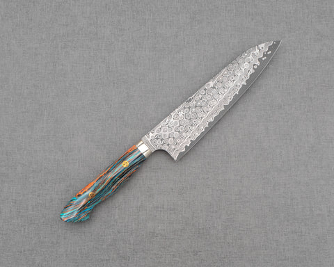 Nigara "Anmon" R2/SG2 49 Layers Kurosome Damascus 210mm Gyuto with Turquoise Timber Handle