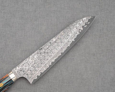 Nigara "Anmon" R2/SG2 49 Layers Kurosome Damascus 210mm Gyuto with Turquoise Timber Handle