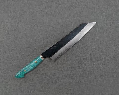 Nigara R2/SG2 Tsuchime Kurouchi 240mm Kiritsuke Gyuto with Green Turquoise Handle