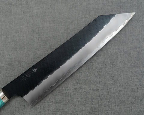 Nigara R2/SG2 Tsuchime Kurouchi 240mm Kiritsuke Gyuto with Green Turquoise Handle