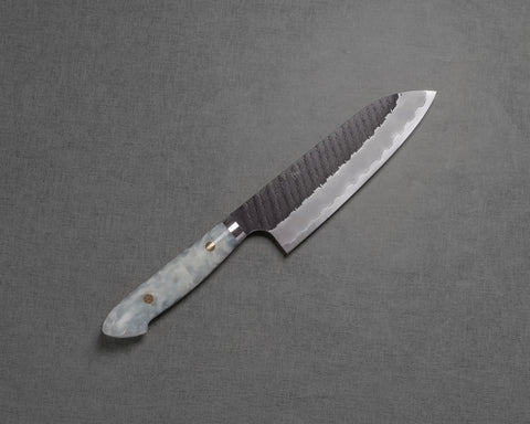 Nigara R2/SG2 Tsuchime Kurouchi 165mm Santoku with Polished Acrylic Glacier Veil Handle