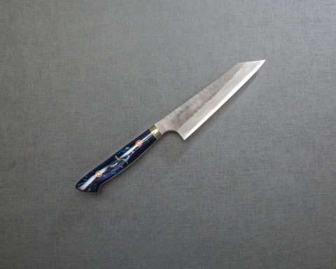 Nigara R2/SG2 Matt Migaki Tsuchime 135mm Honesuki with Polished Twilight Blue Acrylic Handle