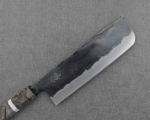 Naru “Hatsukou Series” Aogami #2 Kurouchi 165mm Nakiri with Shadow Burl Handle