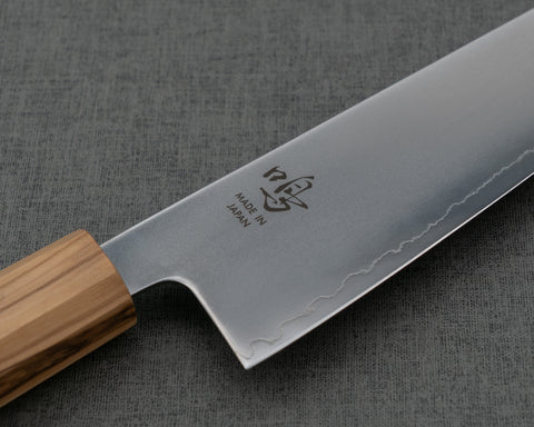 Naru "Kyoko Series" SLD 3-Layer Mirror Polished Blasting 195mm Gyuto with Olive Wood Handle
