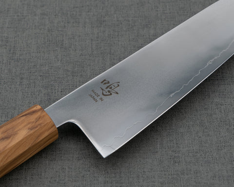 Naru "Kyoko Series" SLD 3-Layer Mirror Polished Blasting 170mm Santoku with Olive Wood Handle