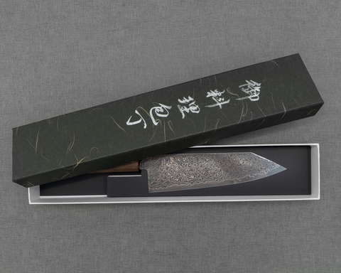 Naru "Eiko Series" R2/SG2 Kurosome Damascus 180mm Bunka with Bubinga Handle