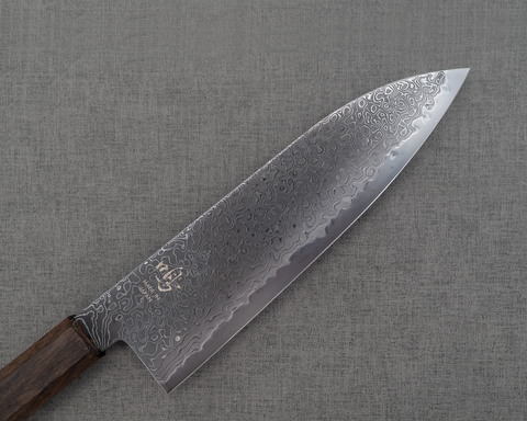 Naru "Eiko Series" R2/SG2 Kurosome Damascus 180mm Santoku with Bubinga Handle