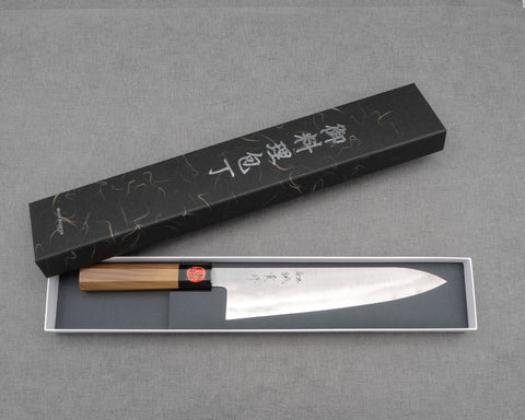 Shigeki Tanaka Ginsan (Silver #3) 240mm Gyuto with Teak Buffalo Horn Handle